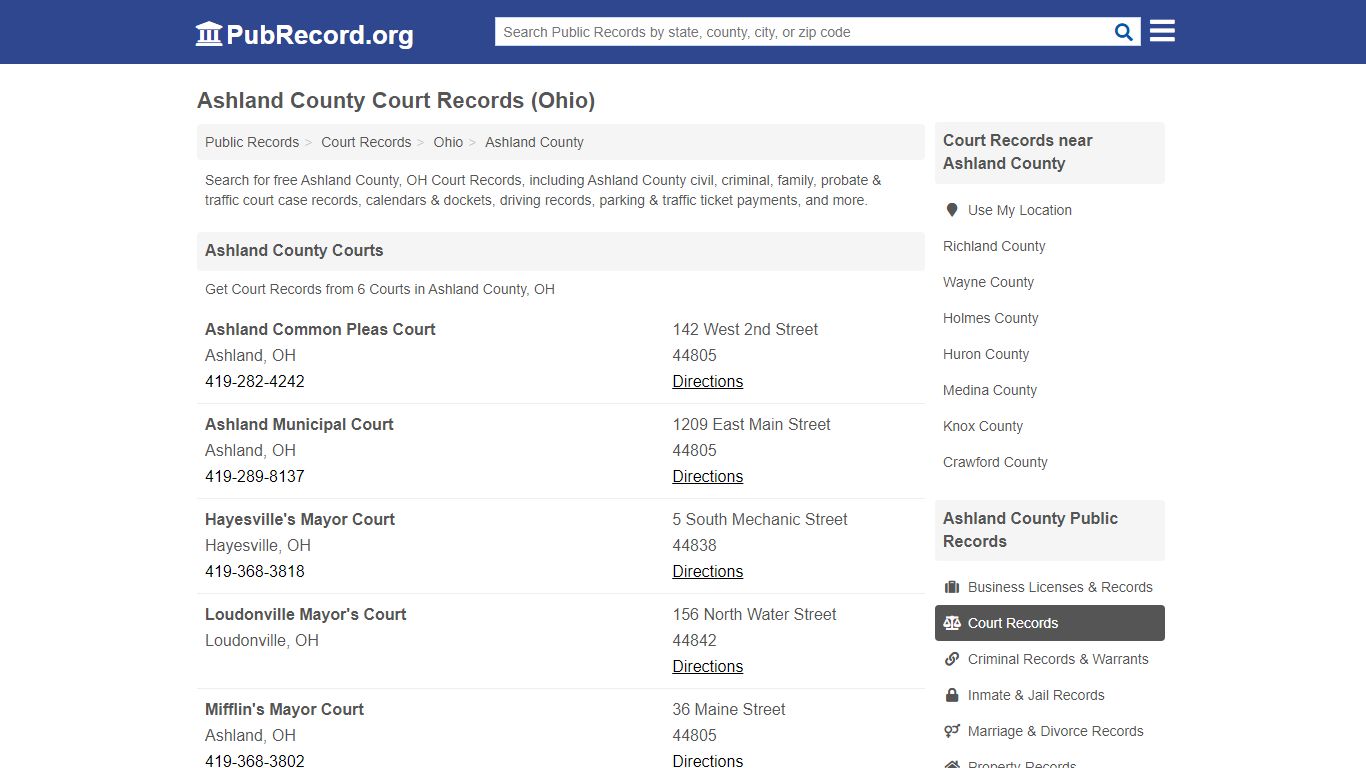 Free Ashland County Court Records (Ohio Court Records)